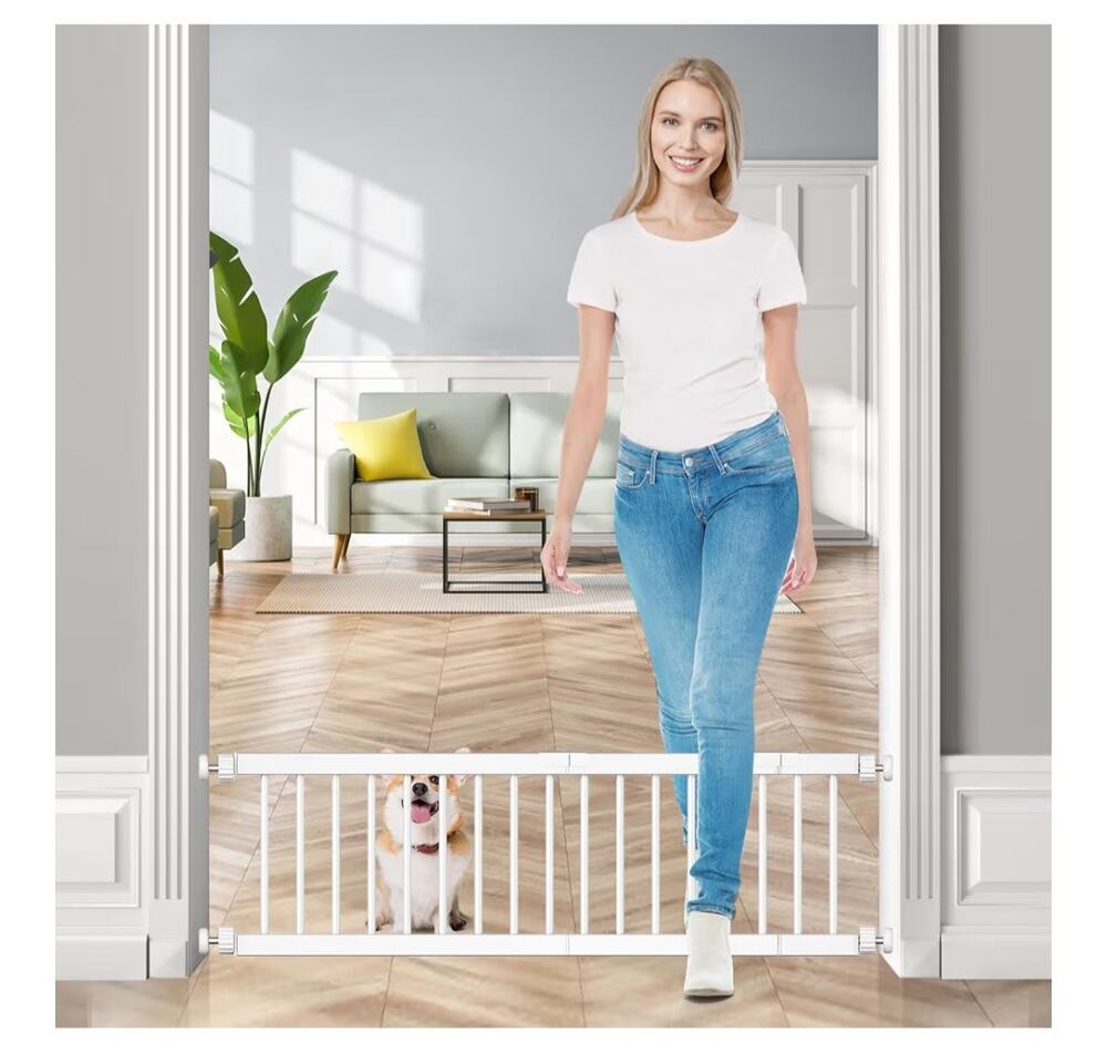 Fldofaves Adjustable Metal Dog Gate 18-45" Wide 10" Tall White Pet Gate NIB